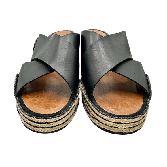 Casteller Espana | Women | Leather Cross Strap Espadrille Heeled Slides | 10.5 - Picture 4 of 13